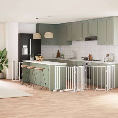 Vrata za pse s vratašcima, 6 panela, sklopiva, 80 x 90 x 2 cm