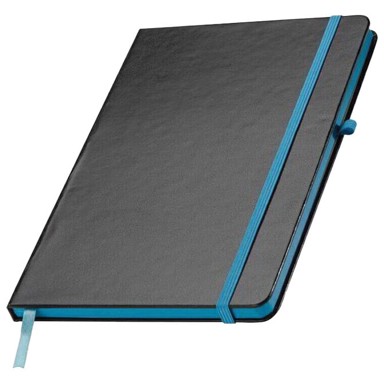 CUXHAVEN Notes A5, crte, 80 listova, šamoa, s gumicom, crno/svijetloplavi