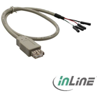 INLINE USB-A kabel 33440L, USB 2.0, 0,4 m, bež