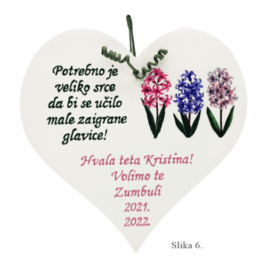 Unikatno drveno srce za učiteljice i tete u vrtiću, model 6