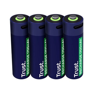 TRUST Baterije, AA, punjive, 1700 mAh, USB-C, 4 komada