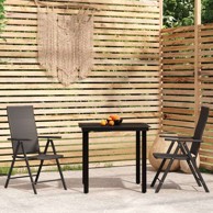 3 dijelni vrtni blagovaonski set crni, dužina stola 80 cm 2
