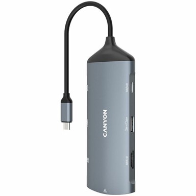 CANYON USB hub 8u1, s 1 HDMI, 1 Gigabit Ethernet,1 USB C female