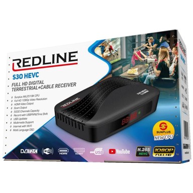 REDLINE Digitalni prijemnik S30 HEVC, DVB-T2/C, Full HD, H.265/HEVC, WiFi, Scart
