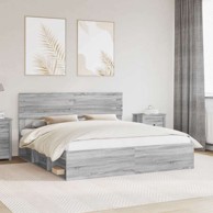 Okvir za krevet s uzglavljem 200 x 200 cm, siva sonoma