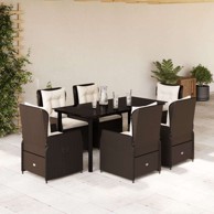 7 dijelni vrtni blagovaonski set s jastucima poliratan smeđi, 160 x 80 x 74 cm