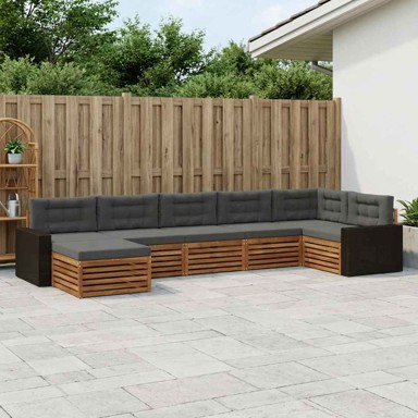 Set vanjskih sofa, 7-dijelni, s jastucima, prirodni i antracit