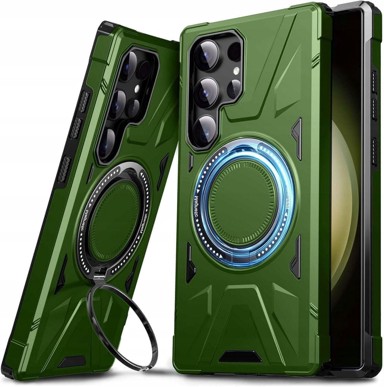 DASFOND Zaštitna maska Armor za Samsung Galaxy S23 Ultra s 360° prstenom, zelena