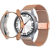Narukvica s futrolom za Samsung Galaxy Watch 6 Classic 47 mm, ružičasto-zlatna