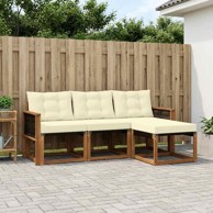 Set vanjskih sofa, 4-dijelni, s jastucima, prirodni i krem