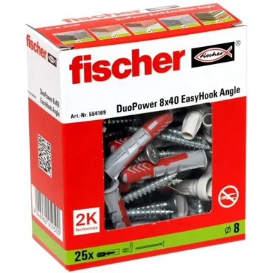 FISCHER Tipla EasyHook kutni DuoPower 8x40 25 dijelova, bijela
