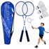 Set za badminton, reketi, 3 loptice, navlaka, plava