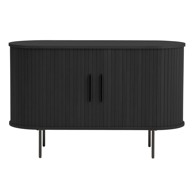 UNIQUE FURNITURE Crna komoda u dekoru hrasta s kliznim vratima, 120x76x45 cm Nola