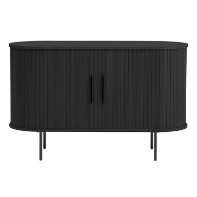 UNIQUE FURNITURE Crna komoda u dekoru hrasta s kliznim vratima, 120x76x45 cm Nola