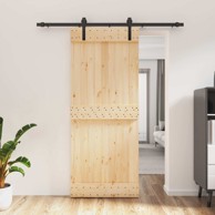 Klizna vrata 85 x 210 cm čvrsta borovina, prirodna i crna