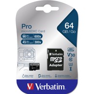 VERBATIM Memorijska kartica Pro microSDXC, 64GB, Class 10 UHS-I