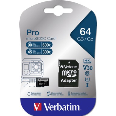 VERBATIM Memorijska kartica Pro microSDXC, 64GB, Class 10 UHS-I