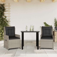 3 dijelni vrtni blagovaonski set svjetlosivi od poliratana, 80 x 80 x 74 cm