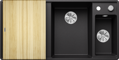 BLANCO Sudoper Axia III 6 S-F InFino, Silgranit, bazen desno, daska drvo, grafit