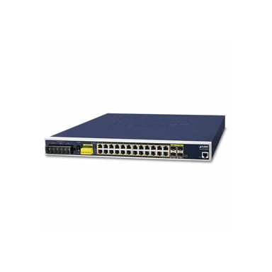 PLANET Switch PLT-IGS-6325-24P4S, industrijski L3, 24x GbE RJ45 802.3at PoE, 4x 1G open slot SFP, -40~75°C, upravljani