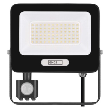 EMOS LED reflektor ZS2344B Glaro, PIR senzor, 50 W, IP54, 5000 lm, neutralna bijela, crna