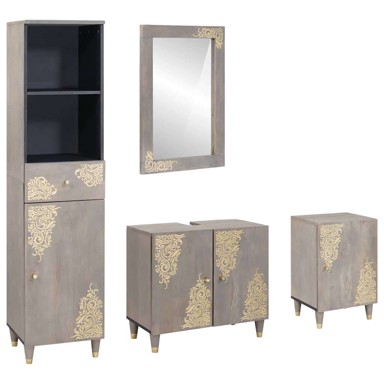 Set namještaja za kupaonicu 4-dijelni siva 62 x 33 x 58 cm