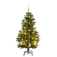 Božićno drvce umjetno, 150 LED, sa šarkama i kuglicama, 150 cm, s LED lampicama, rose gold kuglice