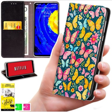 BLUEMOON Futrola tipa novčanik za Realme 14 Pro 5G - torbica s uzorkom + staklo 9H