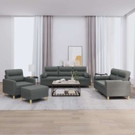 Set sofa 4-dijelni s jastucima i tabureom, tamno siva 