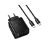 HOCO Punjač N75, 1 x USB-A i 2 x Type-C, Type-C kabel 1 m, GaN, PD, 65 W, crna