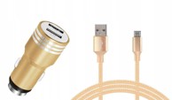 CARCOMMERCE auto punjač 2 USB s micro USB kabelom 2,4 A, zlatni