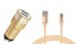 CARCOMMERCE auto punjač 2 USB s micro USB kabelom 2,4 A, zlatni