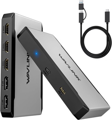 WAVLINK Priključna stanica za trostruki monitor, Type-C/A, 100 W PD, 3 x HDMI i 2 x DP, 4K@60Hz, USB 3.2 Gen 2