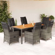 Vrtna garnitura, 7-dijelni set, od poliratana, dimenzije 190 x 90 x 75 cm, bez naslona za noge, sivi