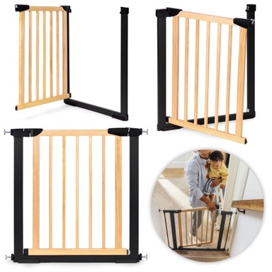 ECOTOYS Zaštitna ograda za stepenice i vrata, 74-80 cm, metalna i drvena