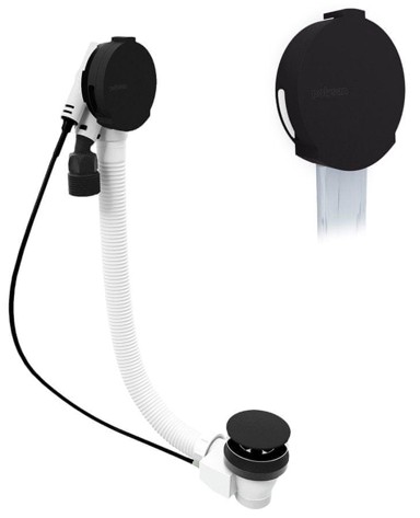 POLYSAN Set za kadu s ispuštanjem, 1200 mm, čep 72 mm, crna mat