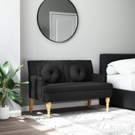 Klupa s jastucima crna 113 x 64,5 x 75,5 cm od tkanine