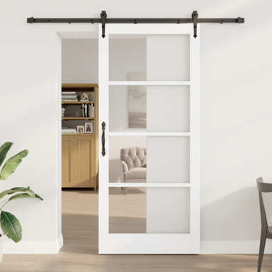 Klizna vrata s hardverom set bijela 93x211 cm čvrsto drvo bor