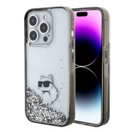 KARL LAGERFELD Zaštitna maska Liquid Glitter Choupette, za iPhone 15 Pro Max, prozirna