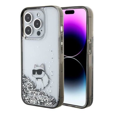 KARL LAGERFELD Zaštitna maska Liquid Glitter Choupette, za iPhone 15 Pro Max, prozirna