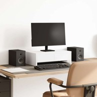 Stalak za monitor s ladicama, 50 x 27 x 15 cm, drveni, bijela