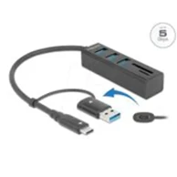 DELOCK USB hub 4P, USB 3.2 Gen1, SD/mSD, USB-C/A, 63859