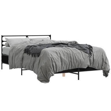 Okvir za krevet crni 135x190 cm konstruirano drvo i metal