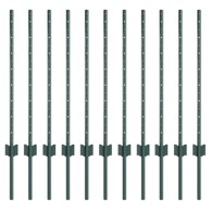 Ograde postovi 11 kom u-kanal 80 cm čelik, zelena  