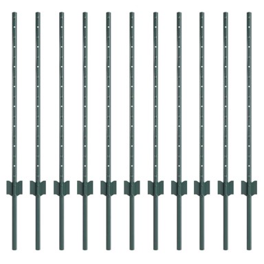 Ograde postovi 11 kom u-kanal 80 cm čelik, zelena