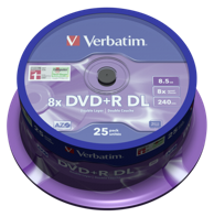 VERBATIM 1x25 DVD+R Double Layer 8x Speed, 8,5GB matt srebrna