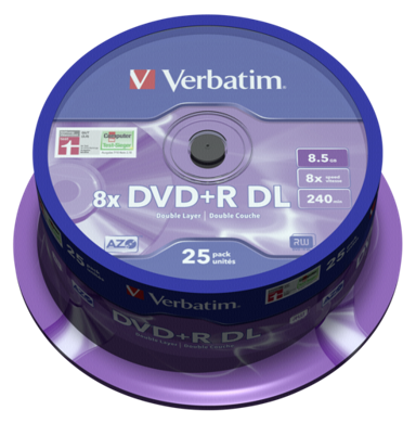 VERBATIM 1x25 DVD+R Double Layer 8x Speed, 8,5GB matt srebrna