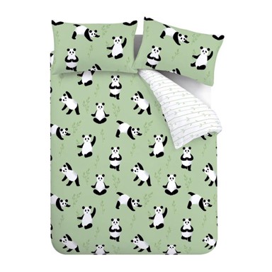 CATHERINE LANSFIELD Dječja posteljina za krevet za jednu osobu 135x200 cm Panda Paws zelena