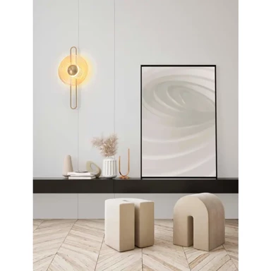 Zidna lampa Nous, LED, 9 W, 3000 K, 304 lm, brass gold i jantar