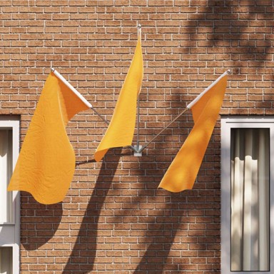 Držač zastava za 3 zastave, zidni, čelik, srebrni